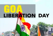 Goa Liberation Day: Celebrating the End of Colonial Rule people participating in a parade, and the Goan flag fluttering alongside the Indian national flag