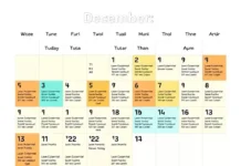 Calendar December 2024: Key Dates and Holidays A colorful and well-organized calendar layout showing the month of December 2024, with key holidays and important dates highlighted