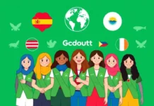 World Thinking Day 2025 (February 22nd) A group of Girl Scouts from different countries holding hands in unity