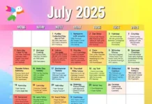 Important Days in July 2025 (List) A vibrant calendar of July 2025 with key dates highlighted AI