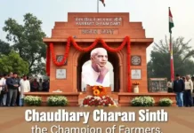 Chaudhary Charan Singh Birth Anniversary: Honoring the Champion of Farmers Chaudhary Charan Singh or a tribute at Kisan Ghat in New Delhi, highlighting his connection to farmers