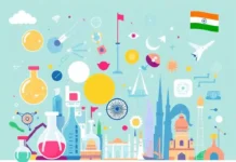 National Science Day 2025 theme A vibrant image showcasing scientific innovation, with elements like laboratory equipment, technological advancements, and Indian landmarks, symbolizing India’s contribution to science.