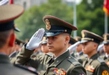 National Defence Day (March 3, 2025) An image depicting the military salute during a parade or a solemn ceremony honoring the defense personnel.