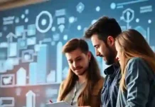 National Startup Day: Celebrating Innovation, Growth, and Entrepreneurial Spirit An image of young entrepreneurs discussing a project, with digital innovation and startup concepts in the background, symbolizing growth and creativity.