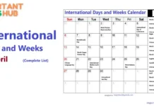 International Days and Weeks in April (Complete List) International Days and Weeks in April Promoting Education, Health, and Peace
