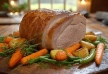 National Crown Roast of Pork Day A beautifully presented crown roast of pork on National Crown Roast of Pork Day