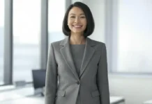 Smart and Sexy Day: Celebrating Women’s Confidence and Professionalism A confident woman in professional attire, standing tall with a bright smile on Smart and Sexy Day.