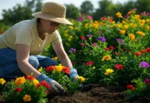 National Plant a Flower Day: Celebrate the Beauty of Nature by Planting Flowers A gardener planting colorful flowers in a community garden on National Plant a Flower Day