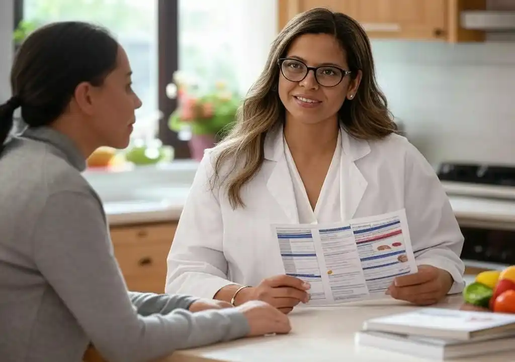 Registered Dietitian Nutritionist giving personalized nutrition advice to a client Registered Dietitian Nutritionist giving personalized nutrition advice to a client
