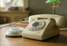 National Landline Telephone Day: Celebrating a Communication Milestone landline telephone resting on a wooden desk on National Landline Telephone Day