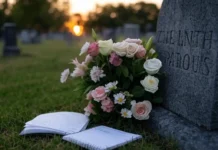 Plan Your Epitaph Day (April 6th) A peaceful cemetery path lined with flowers and engraved headstones