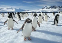 World Penguin Day – April 25: Celebrating the Coolest Birds on Earth Adélie penguins migrating across Antarctic snow