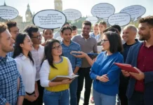 English Language Day (April 23) People joining a virtual English language learning session