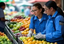 World Food Safety Day 2025: Ensuring Safe Food, Today and Always Food safety inspector checking vegetables at local market