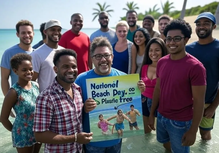 National Beach Day awareness poster promoting plastic-free coastlines