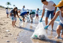 National Beach Day 2025: A Celebration of Shorelines and Coastal Care Volunteers picking up plastic waste during a beach cleanup on National Beach Day